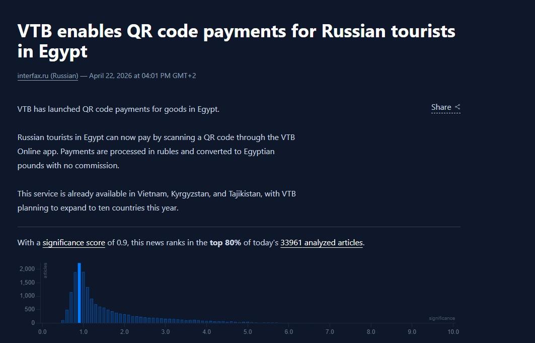 بنك VTB الروسي يطلق خدمة الدفع بالروبل في مصر