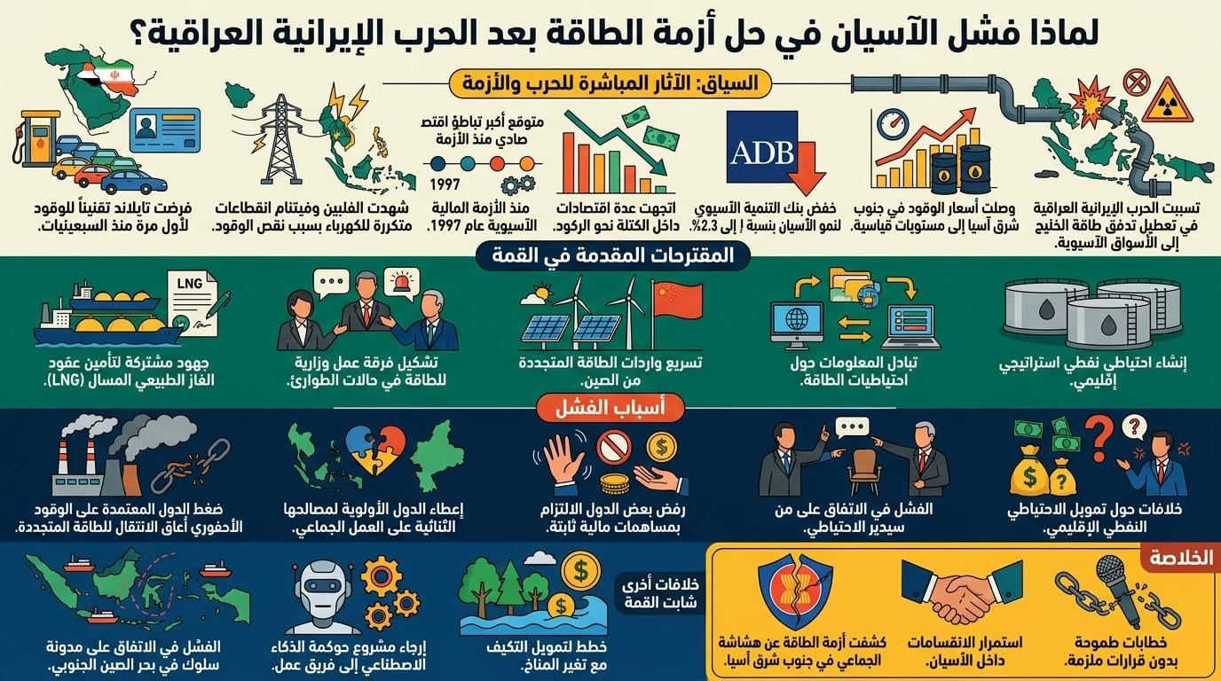 لماذا فشلت آسيان في حل أزمة الطاقة بعد الحرب الإيرانية؟